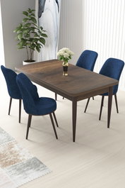 Hanah Home Juego de Mesa y Sillas de Comedor Barroco y Azul Marino